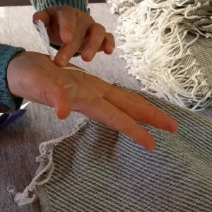 Knotting hammam towel tassels